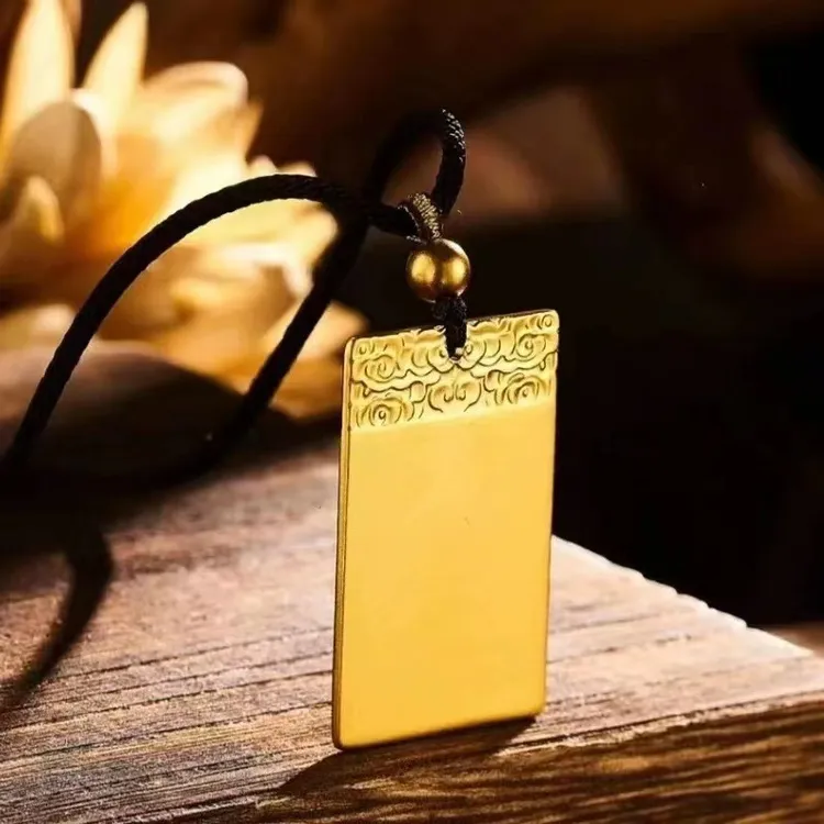 平安无事金色男女款钥匙扣里外一色方牌百搭时尚饰品钥匙扣挂件