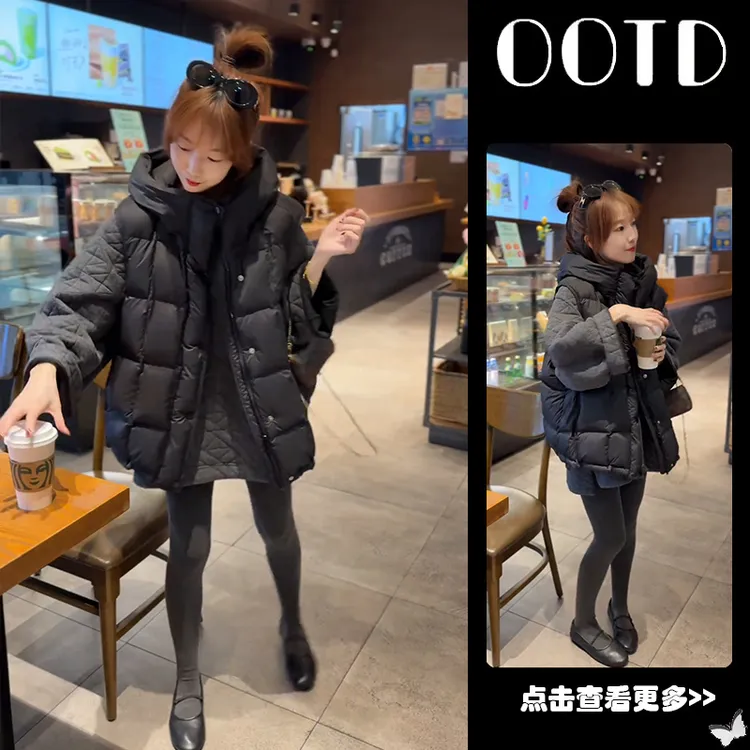 秋冬流行穿搭一整套女2025新款黑色马甲叠穿菱格卫衣鲨鱼裤三件套