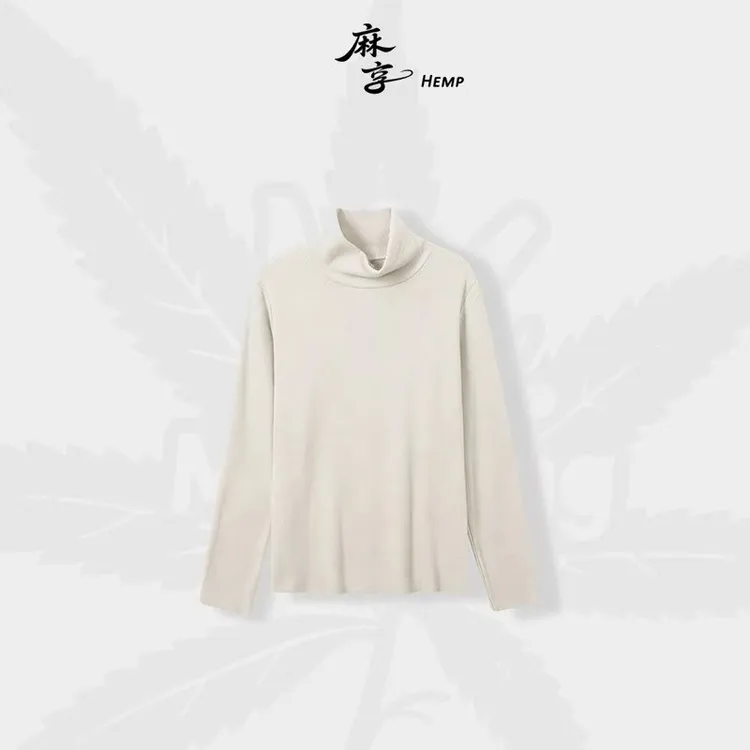 麻享【堆堆领】蚕丝澳绒女士秋冬打底T恤长袖时尚百搭复古FSY50993