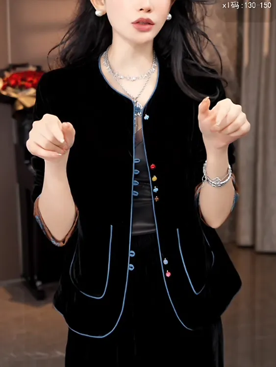 凤凰图丝绒外套高级气质显瘦女装百搭减龄双面穿外套女