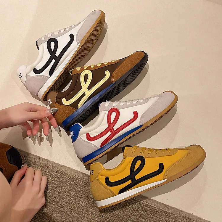 【现货】时尚潮流拼色德训鞋2025春季新款韩版运动休闲鞋平底跑步鞋