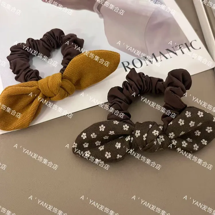 韩系东大门南瓜碎花蝴蝶结发绳可爱风秋冬款灯芯绒高级感发绳A138