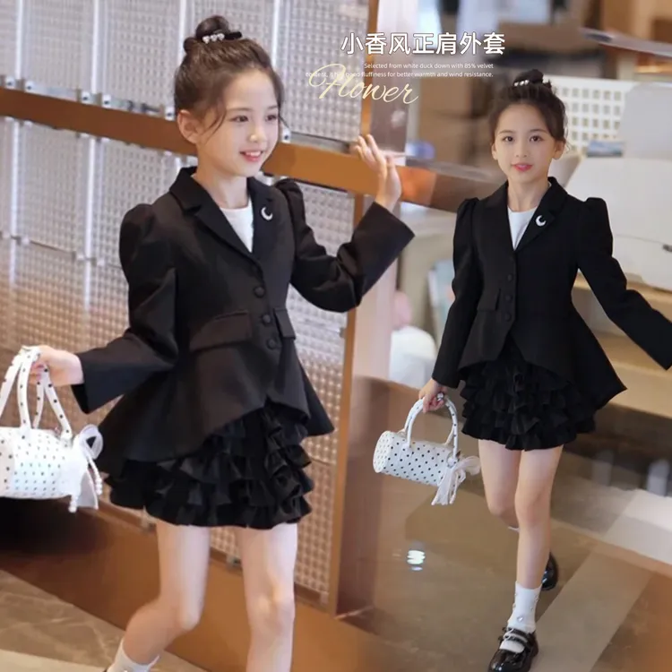 媛媛公主2025秋季女童独特洋气时髦女童装炸街西装外套15353Y219