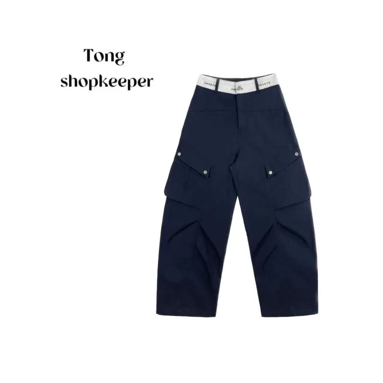 QJ/彤掌柜168805 2025夏季新款重磅工艺拼色字母美式工装休闲裤