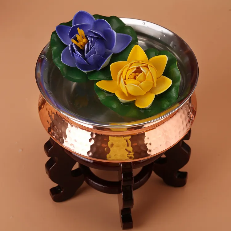 【新疆西藏包邮】带木支座礼佛供佛合金供水杯藏式风格祈福供水碗