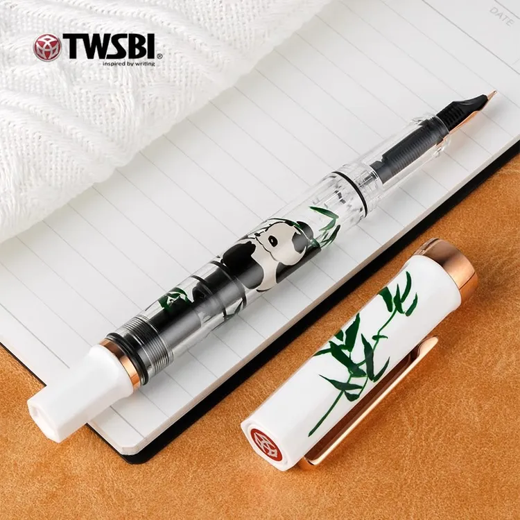 TWSBI/三文堂ECO大漆手绘熊猫竹子非遗钢笔限量版玫瑰金