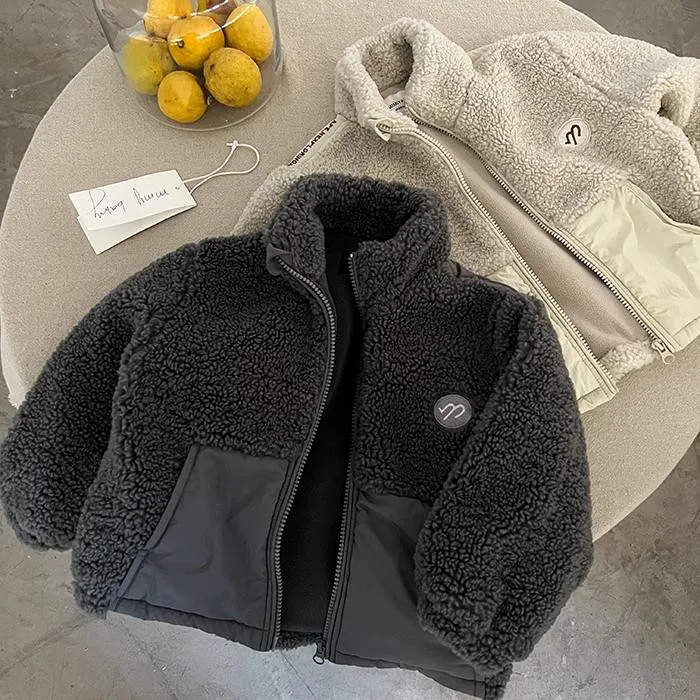 男童毛毛衣2025新款冬装中小童装上衣加绒加厚棉服儿童外套秋冬款