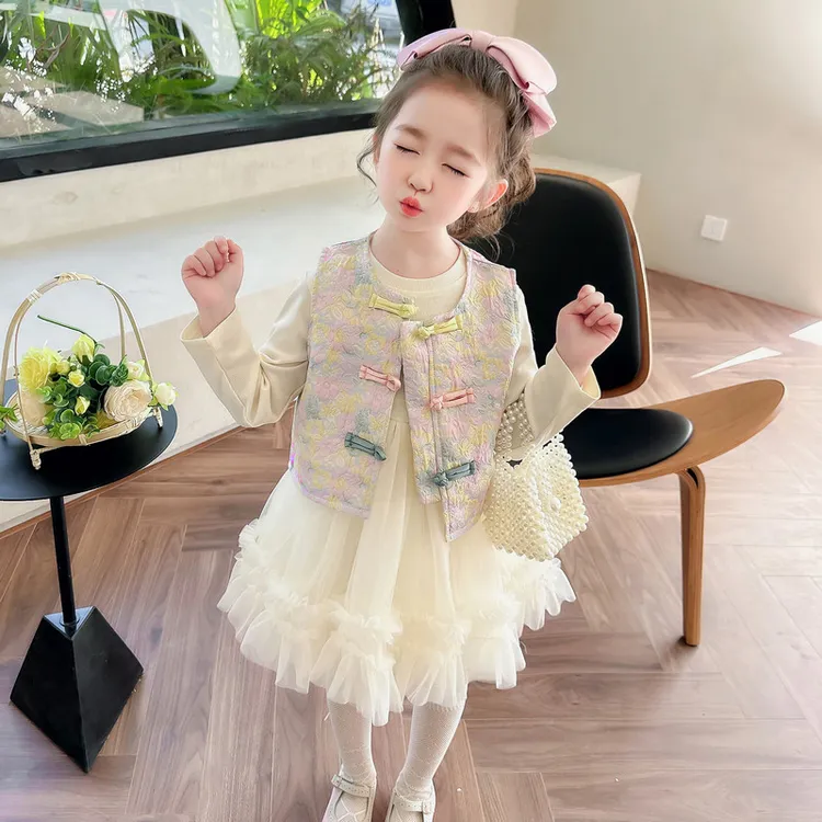 女童连衣裙春装2025新款洋气儿童春季小香风网纱女孩宝宝公主裙子