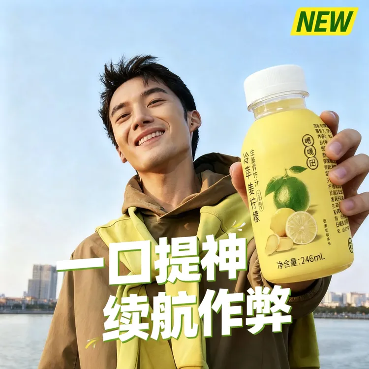 四季饮品生姜青柠汁246ml果蔬汁冷萃鲜榨健康0添加一瓶激活一整天