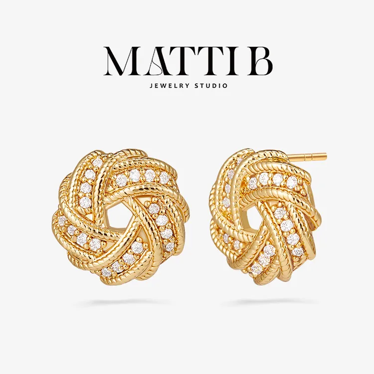 铜合金合成锆石耳饰 小香风气质轻奢小众设计高级百搭耳钉女1934