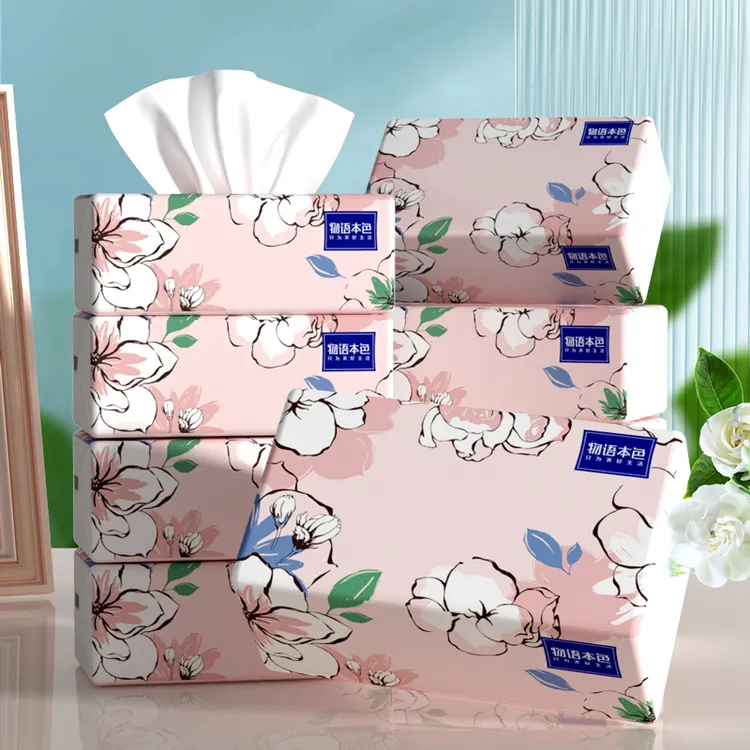 【8包】物语本色茉莉花系列大规格加厚抽纸面巾纸家用抽取式