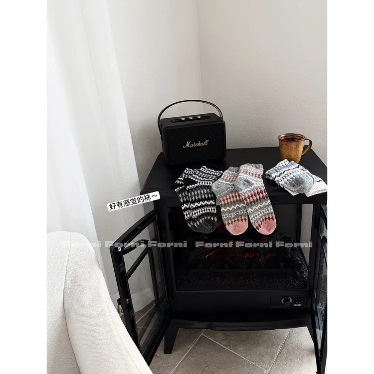 FORNI 暖冬费尔岛 加厚羊毛费尔岛提花袜子