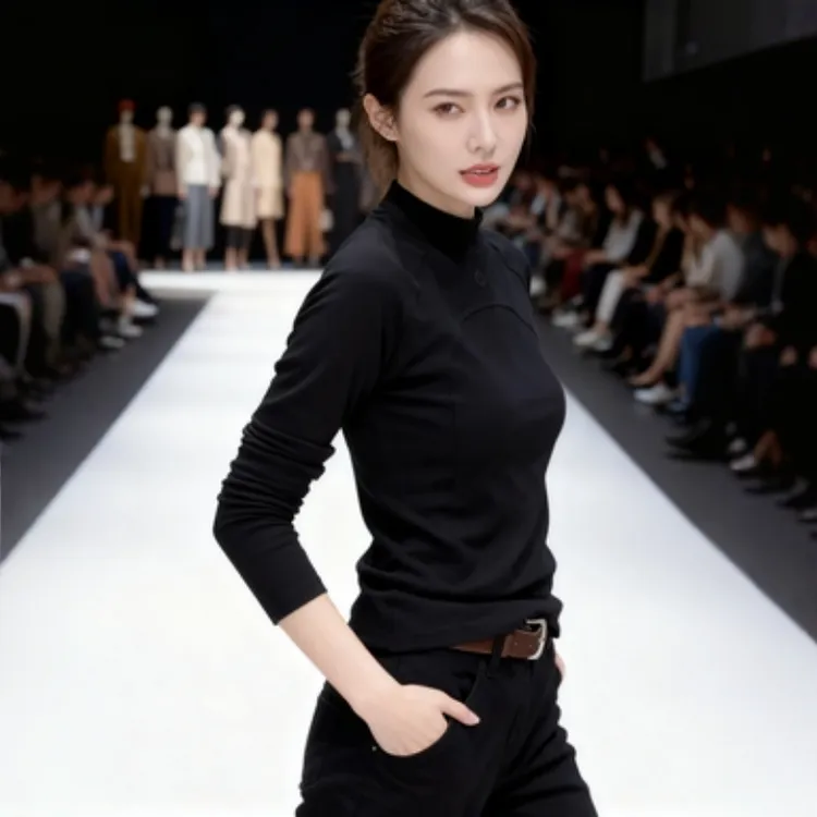 德绒长袖打底衫女2025年秋冬新款设计感简约通勤休闲显瘦保暖上衣