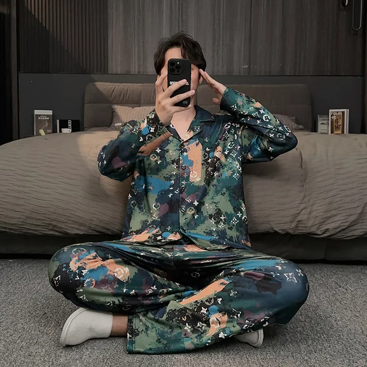 德绒男士睡衣2025新款秋冬季锁温保暖羊绒蚕丝轻奢家居服加绒套装