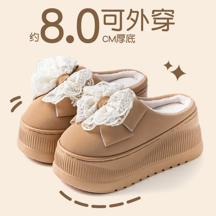 高跟鞋拖鞋女士冬季2025年新款厚底增高保暖加绒毛毛拖鞋女秋冬外