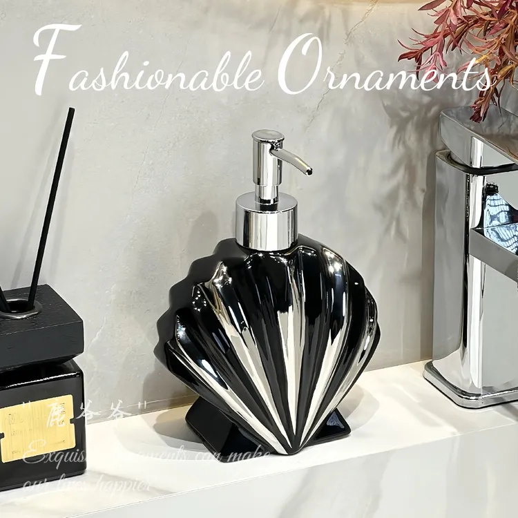 轻奢高颜值陶瓷洗手液卫生间沐浴露按压式乳液瓶洗发水分装瓶摆件