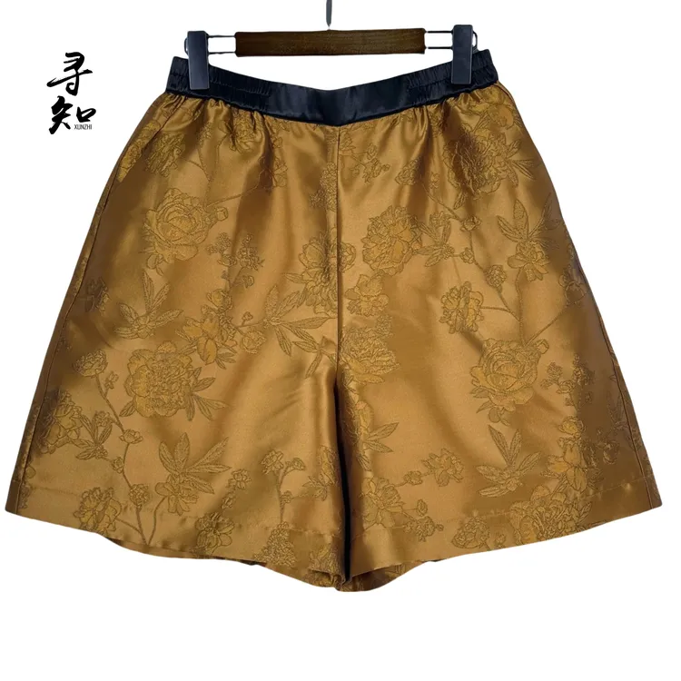 朱总原创设计新中式绣花短裤女士2025国风宽松阔腿短裤子XZK038J