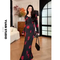 少量现! 【雅典娜】春夏季法式复古斜裁显瘦遮肉防晒长袖优雅连衣裙