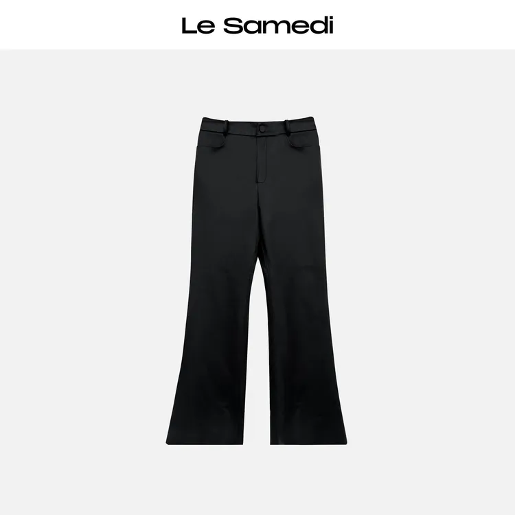 Le Samedi马油叶儿【随意裁皮裤】哑光牛皮修腿显瘦高小微喇长裤