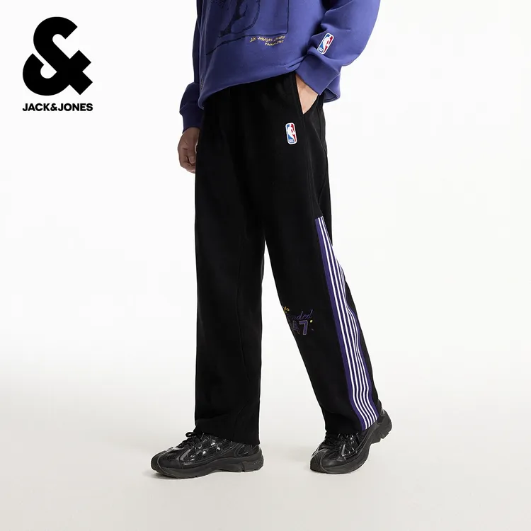 杰克琼斯NBA联名款湖人队男装冬季新款卫裤宽松休闲舒适长裤子