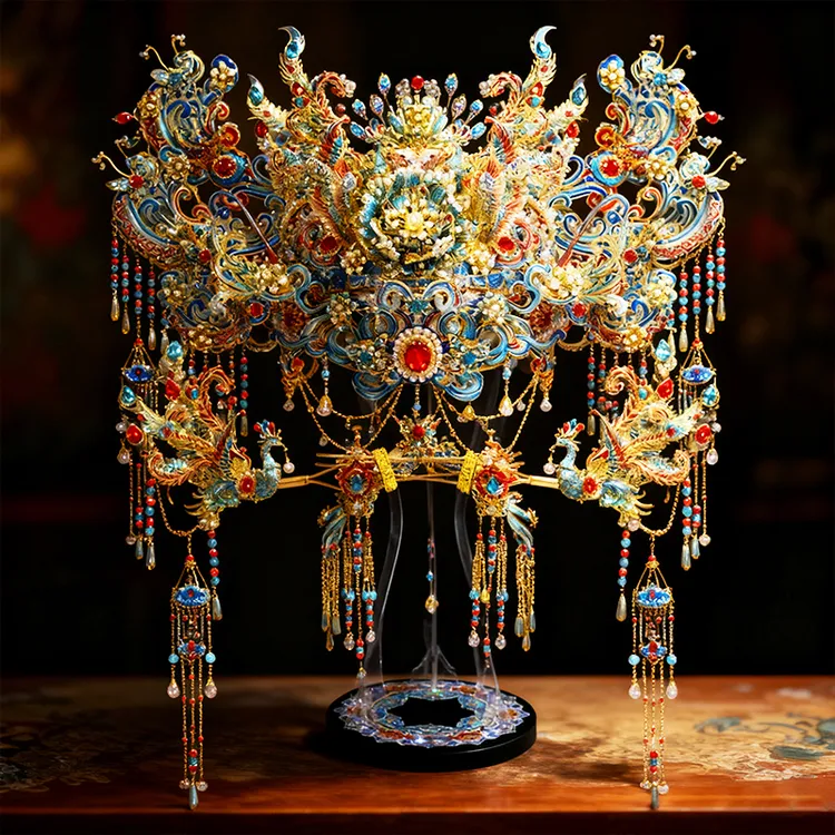 钢达鎏金凤仪冠金属拼图模型3D立体手工高难度3D金属凤冠拼图玩具