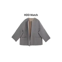 HDD- "大衣方式" 羊毛 秋季女款韩版宽松慵懒手工大衣外套 Y8924