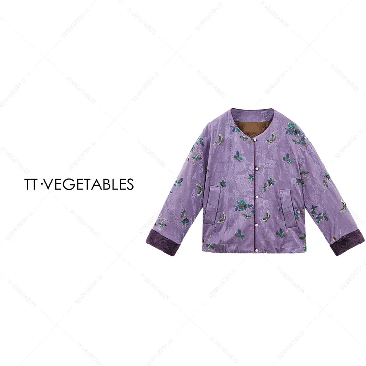 噢芬/小个子 【瑜桃】白鹅绒水貂毛新中式风轻奢羽绒服外套522601