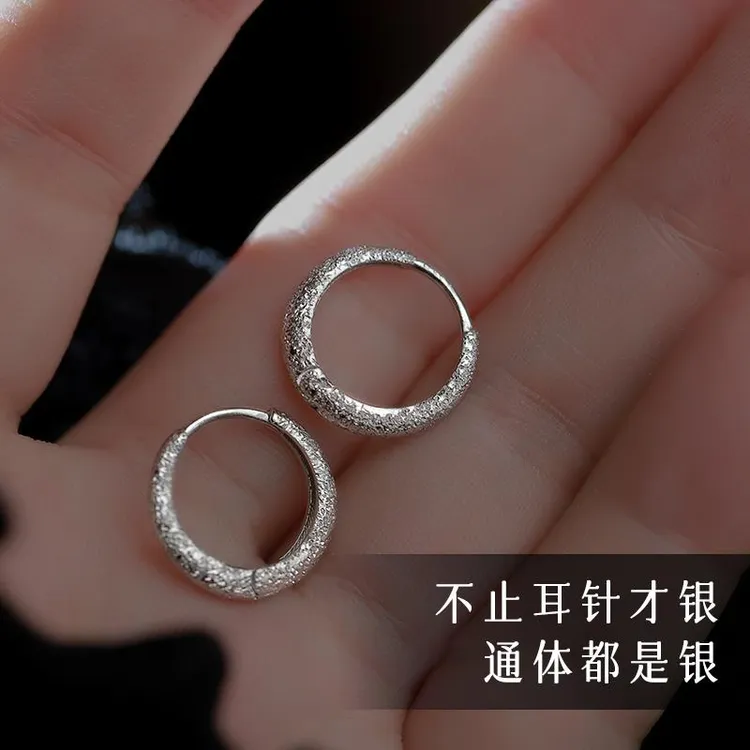 足银耳饰 大气S999银耳钉女小众高级感爆款精致耳环耳扣耳圈