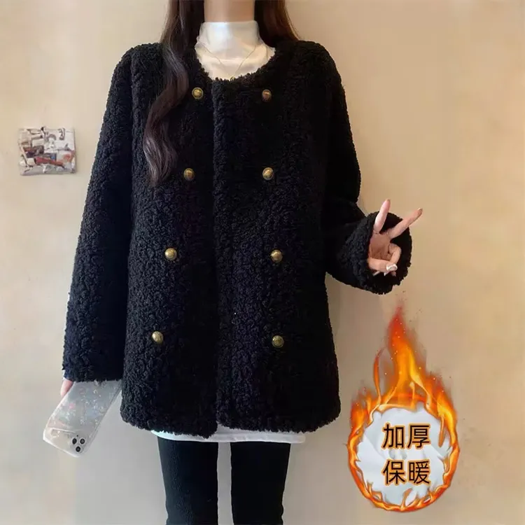 2025新款小香风毛毛外套女冬季高级感超好看小个子今年流行大衣女