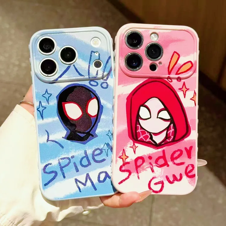 奥菲顿情侣涂鸦蜘蛛侠适用iPhone17/16pro爱心手机壳苹果15/13/14