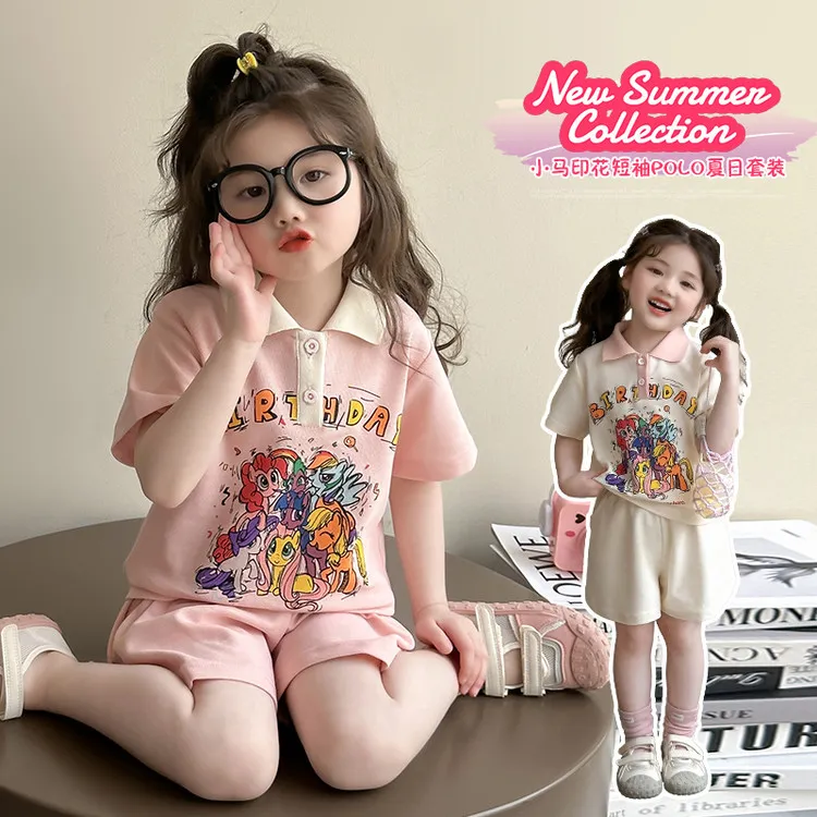 夏季新款女童印花短袖套装儿童运动洋气时尚休闲时髦小童韩版薄款