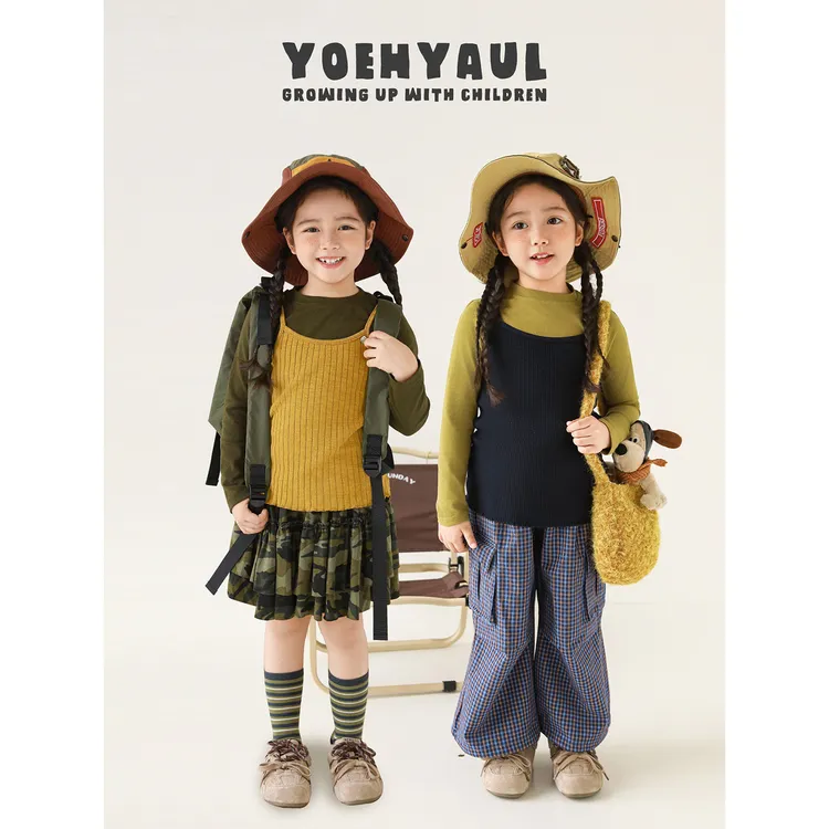 幼悠女童春装T恤吊带迷彩蛋糕裙套装潮酷痞帅童装儿童衣服Q4675