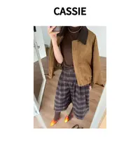 CASSIE焦糖色复古设计翻领外套女2025新款休闲麂皮绒夹克