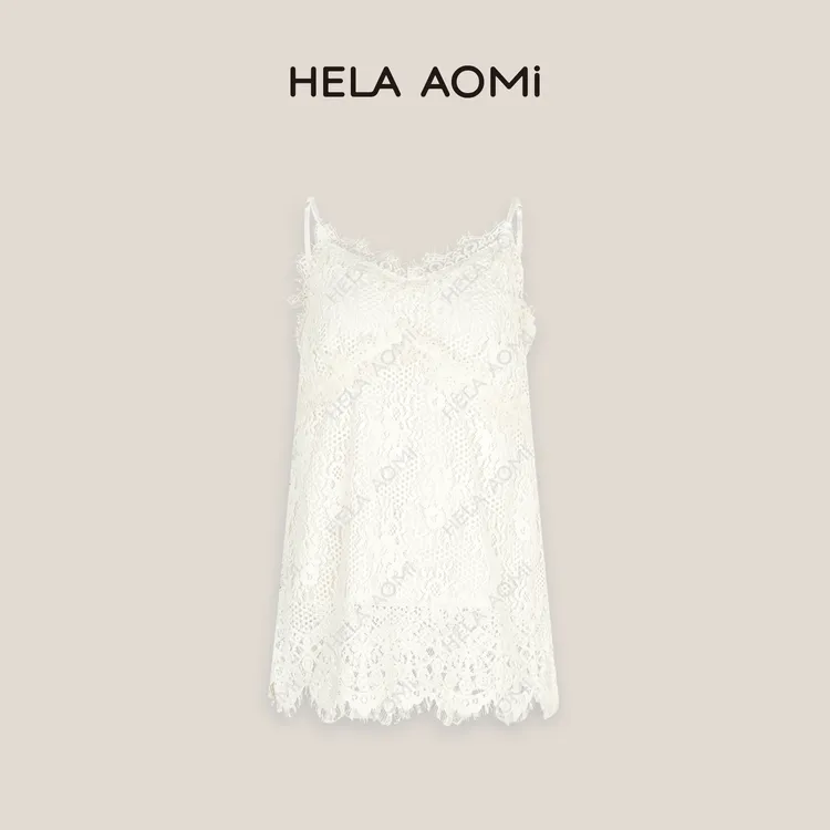 HELAAOMI “叠穿神器”V领设计柔软舒适蕾丝染花边装饰弹力肩带背心
