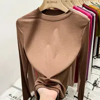 【大婷】2025春秋女上衣柔软透气修身韩系纯色气质百搭打底衫6619