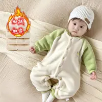 婴儿秋冬加绒加厚连体衣宝宝保暖长袖哈衣新生幼儿外套外出服03月