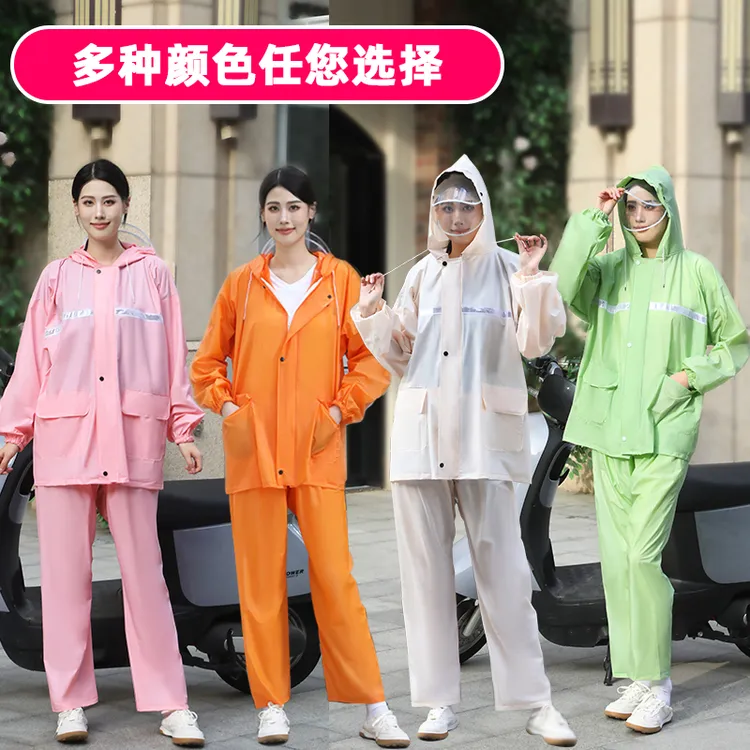 新款加厚男女雨衣雨裤套装防暴雨摩托电动车骑行外卖反光分体雨衣