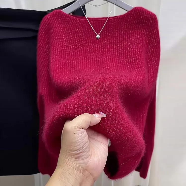 100纯羊毛衫女韩版洋气百搭亮丝羊绒打底衫内搭低圆领针织毛衣