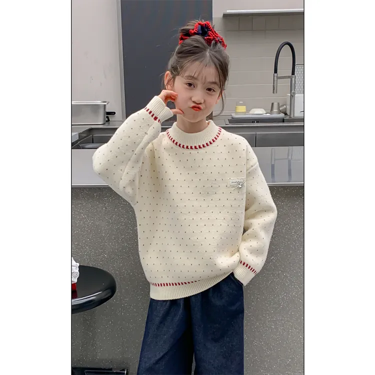 女童毛衣秋冬装针织衫2025新款儿童洋气一体绒加厚冬季打底衫7912