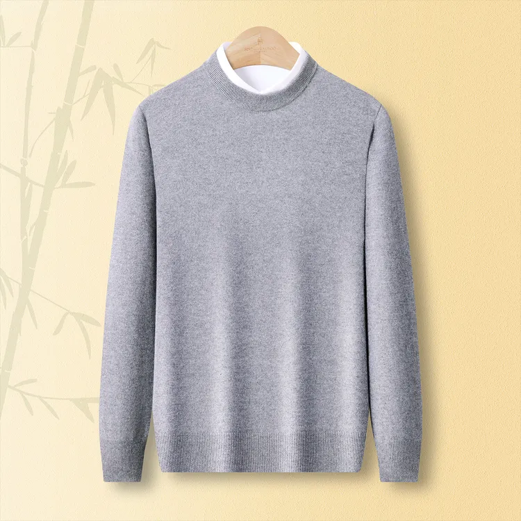 【男士精品】春竹25秋冬圆领针织保暖100%纯山羊绒商务休闲毛衣套头