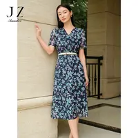 【丽公主专属】【草目系列】玖姿安娜蔻JTEX50013印花围裹式雪纺连衣