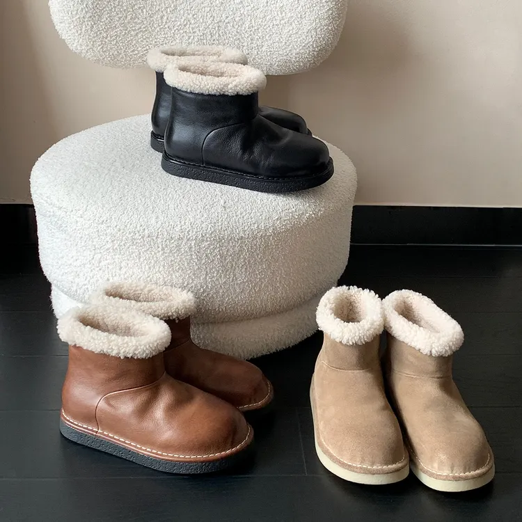 【内增高5厘米】材质升级100的羊皮毛一体水洗马皮大头雪地靴