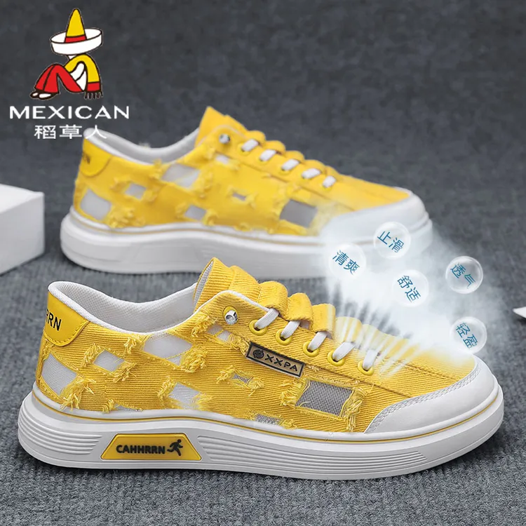 稻草人男鞋子夏季透气休闲帆布板鞋潮流百搭男士软底防滑爆款布鞋商品图