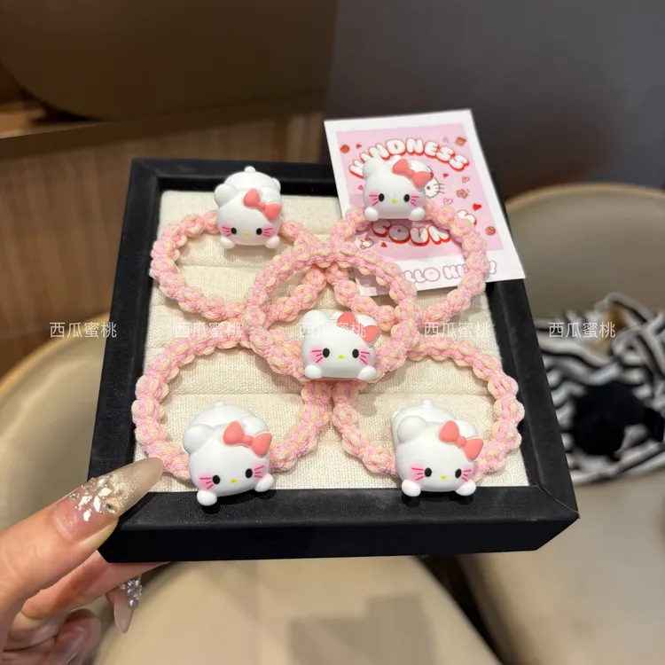 超可爱趴趴kt猫多巴胺发圈ins少女发绳彩色情侣皮筋闺蜜发饰头饰