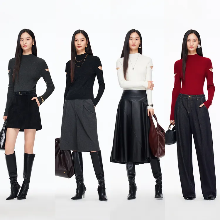 Vero Moda针织衫2025冬季新款半高领含绵羊毛亮丝修身325424014