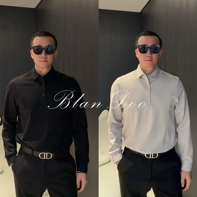 （秋款）BLANDOO  “立体剪裁” 羊毛莫代尔混纺三粒扣长袖T恤T0BD022