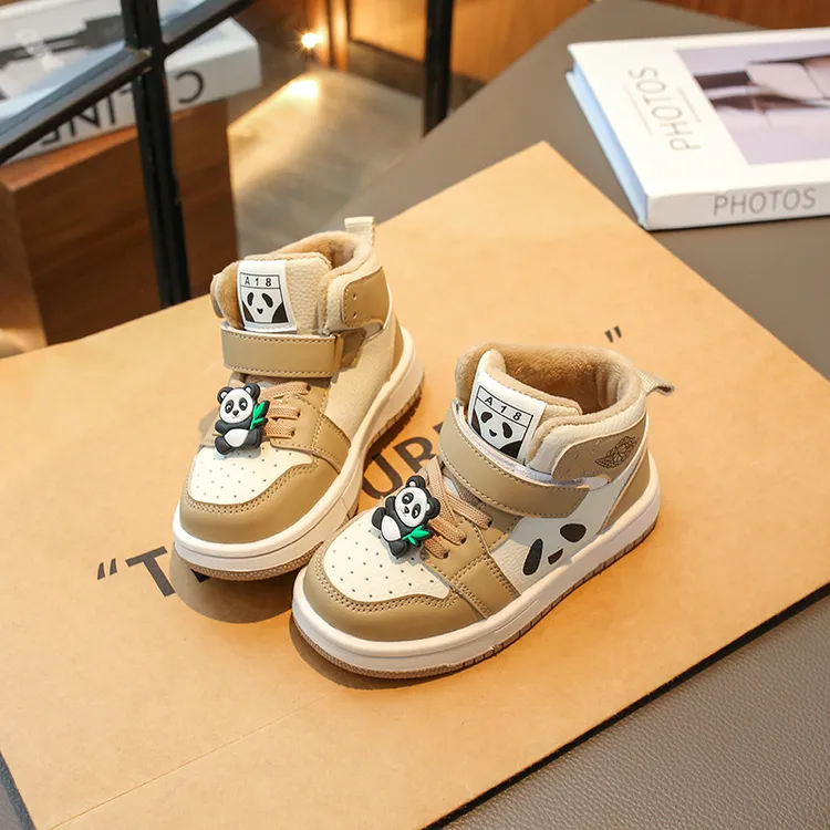 【升级版】2025冬季中大童熊猫加绒高帮男童板鞋二棉女童鞋