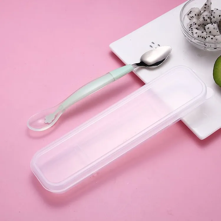 米糊勺奶瓶咬咬袋刮泥勺婴儿挤压式硅胶喂食双头辅食工具宝宝餐具