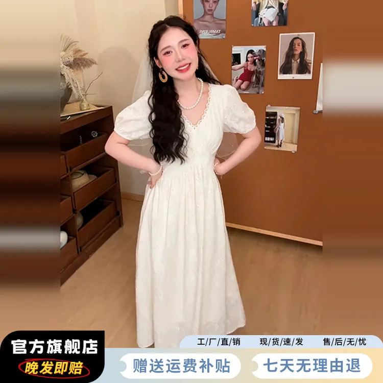 3496连衣裙子女夏季2025新款今年流行夏日巨好看独特漂亮掐腰长裙