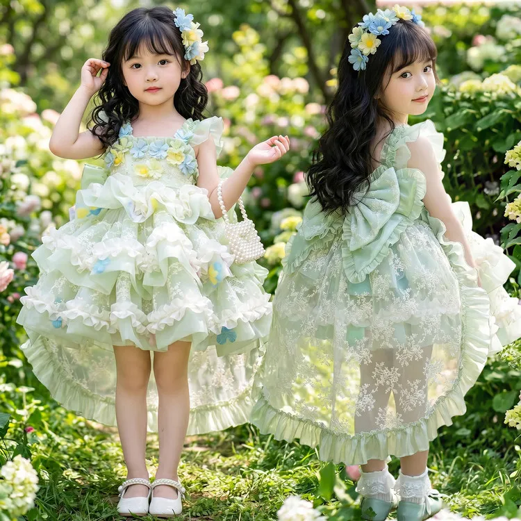 洛丽塔新款公主蓬蓬生日礼服连衣裙女童夏季甜美风洋气婚礼公主裙